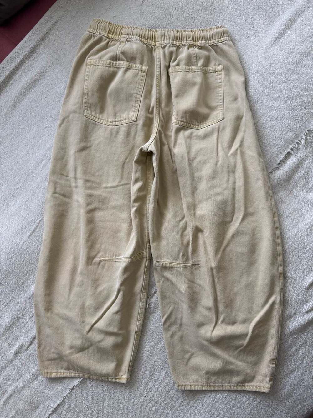 Gap Ultrasoft Denim Barrel Leg Drawstring Pants in Tan - Picture 2 of 6